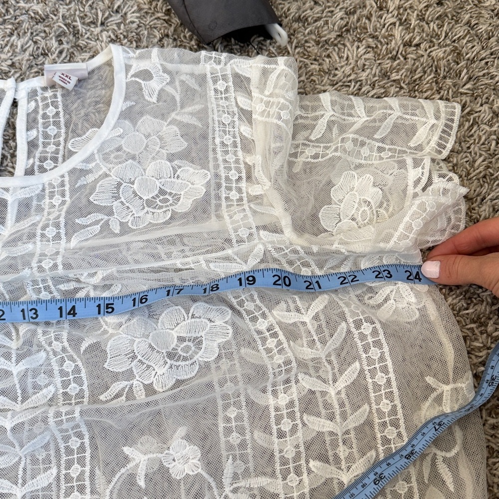 Merona Blouse Lace Floral White size Double Extra Large - Picture 8 of 8